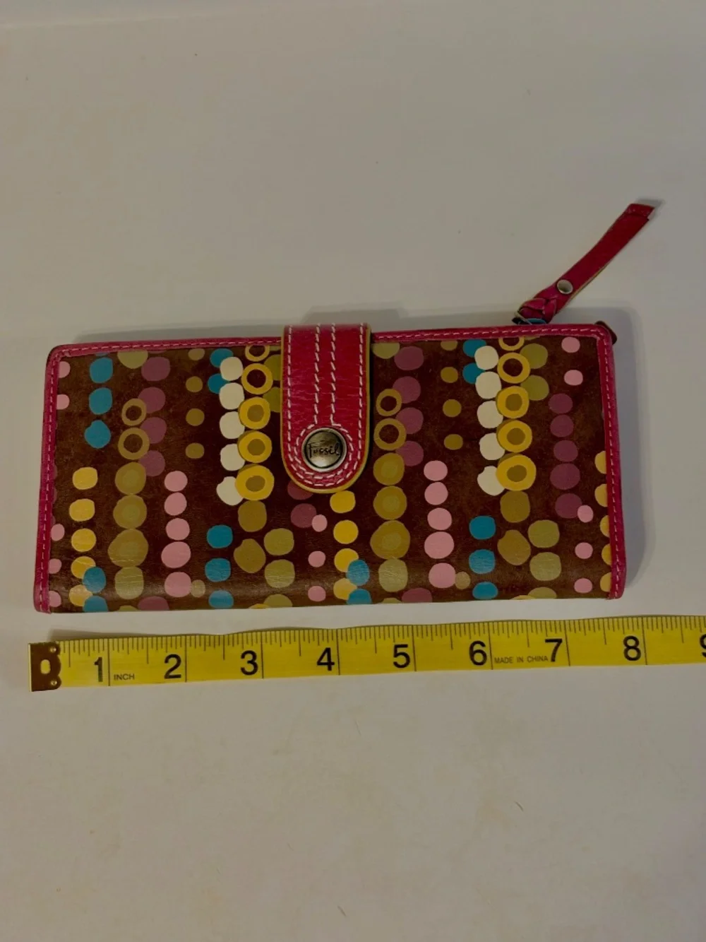 Vintage Fossil Wallet Early 2000s Style Bi Fold Colorful Y2K Retro Boho Hippie